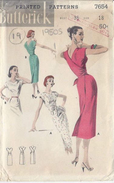 1950s Vintage Sewing Pattern Dress B36 Size 18 19 The Vintage Pattern Shop