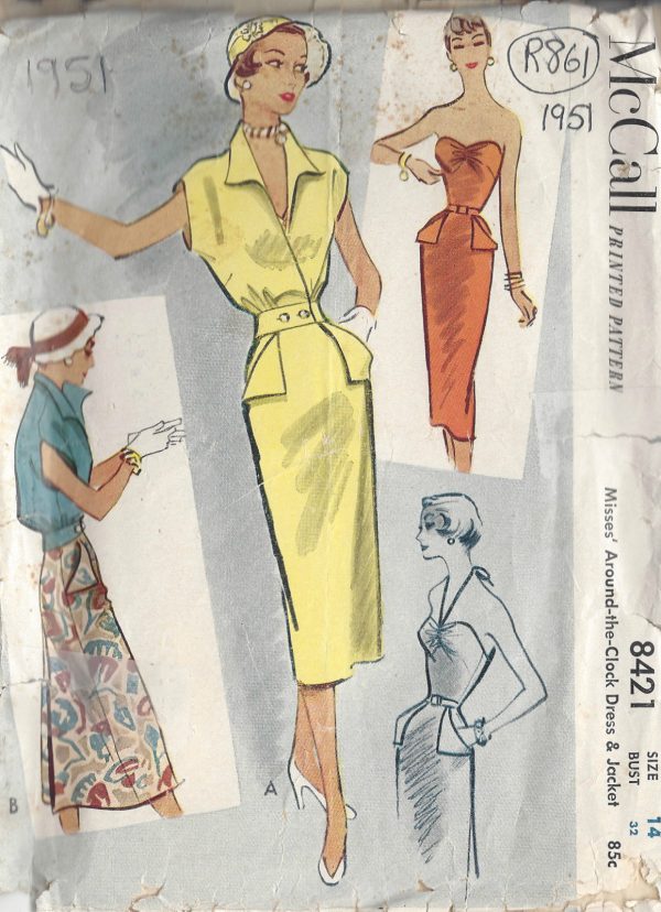 1951-Vintage-Sewing-Pattern-B32-DRESS-JACKET-R861-261166267220