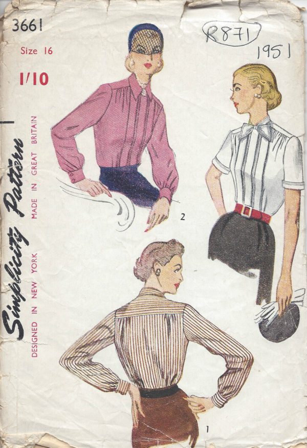 1951-Vintage-Sewing-Pattern-B34-BLOUSE-R871-251226069470