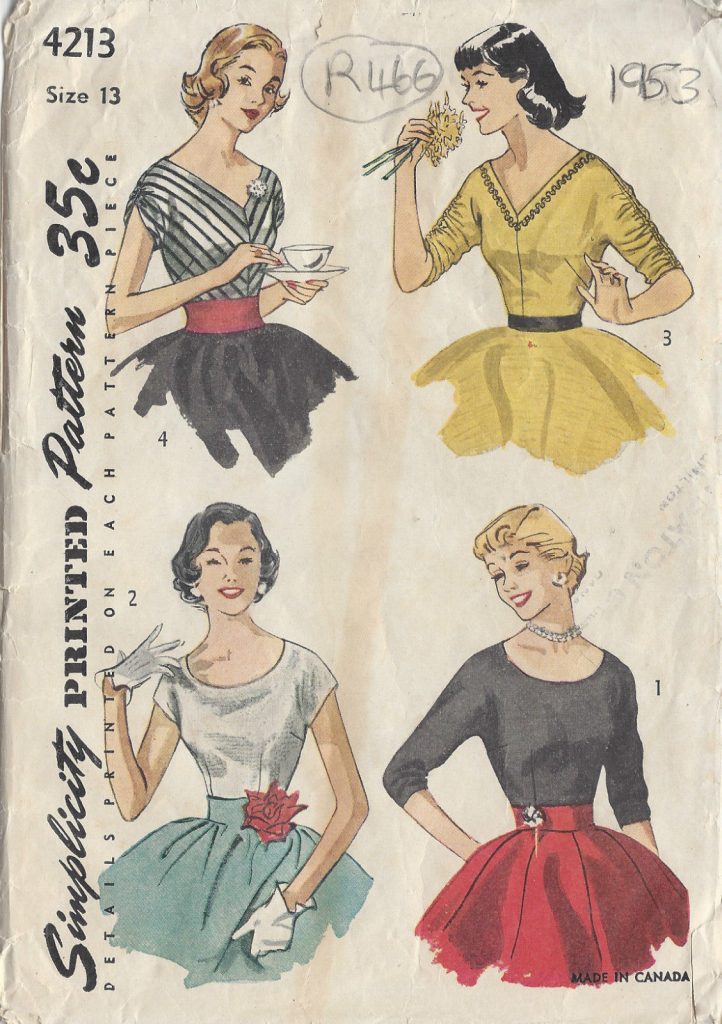 Patron De Couture Vintage Simplicity 1953 - Blouse Et Gilet (R726), B30, Années 50