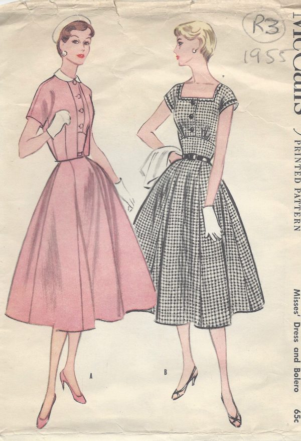 1955-Vintage-Sewing-Pattern-DRESS-BOLERO-B34-R3-251144925820