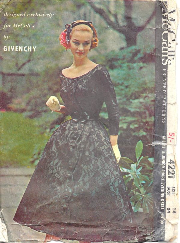 1957-Vintage-Sewing-Pattern-B34-DRESS-R238-by-GIVENCHY-251143239520-3