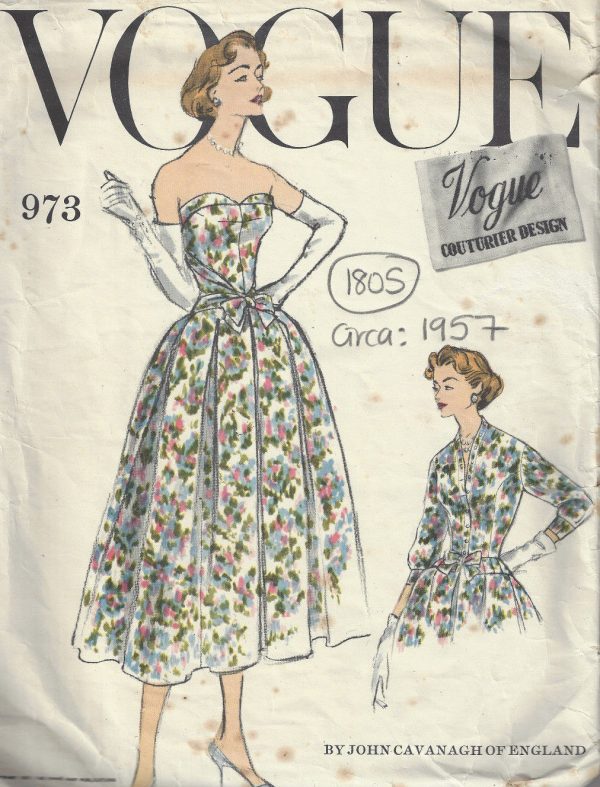 1957-Vintage-VOGUE-Sewing-Pattern-B32-DRESS-JACKET-1805R-BY-JOHN-CAVANAGH-252840060650