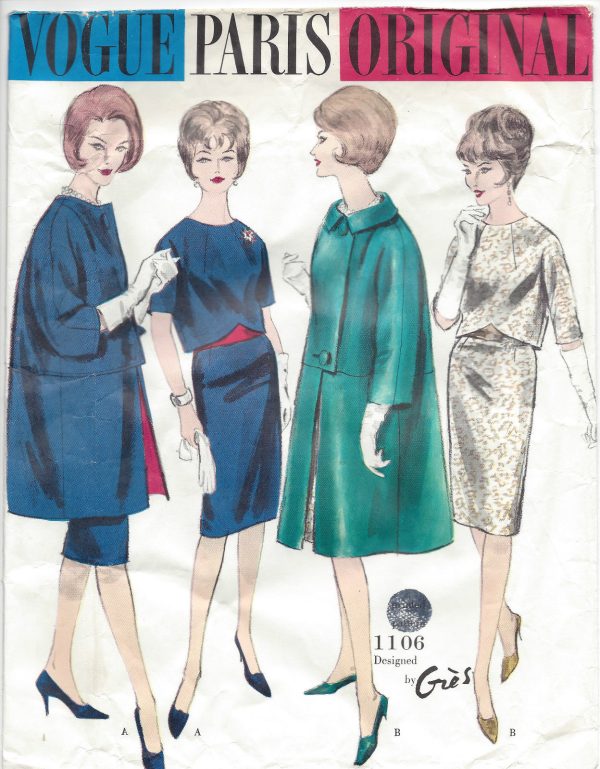1960-Vintage-VOGUE-Sewing-Pattern-COAT-DRESS-B36-1170R-By-Gres-261405535760