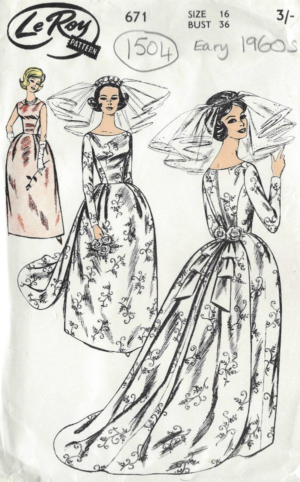 1960s-Vintage-Sewing-Pattern-B36-WEDDING-or-EVENING-DRESS-TRAIN-1504-262044360900