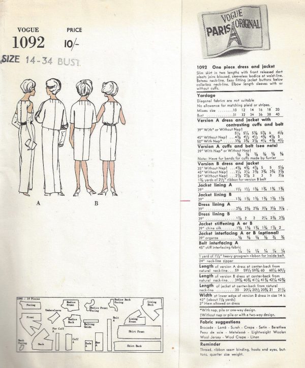 1961-Vintage-VOGUE-Sewing-Pattern-B34-DRESS-JACKET-1753-By-PATOU-262732771380-2