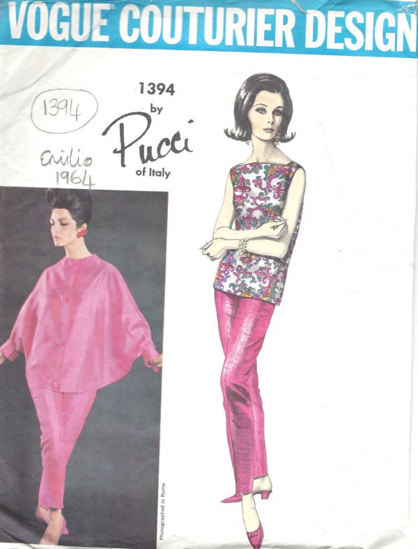 1964-Vintage-VOGUE-Sewing-Pattern-B34-JACKET-PANTS-OVERBLOUSE-1394-By-PUCCI-261756627370