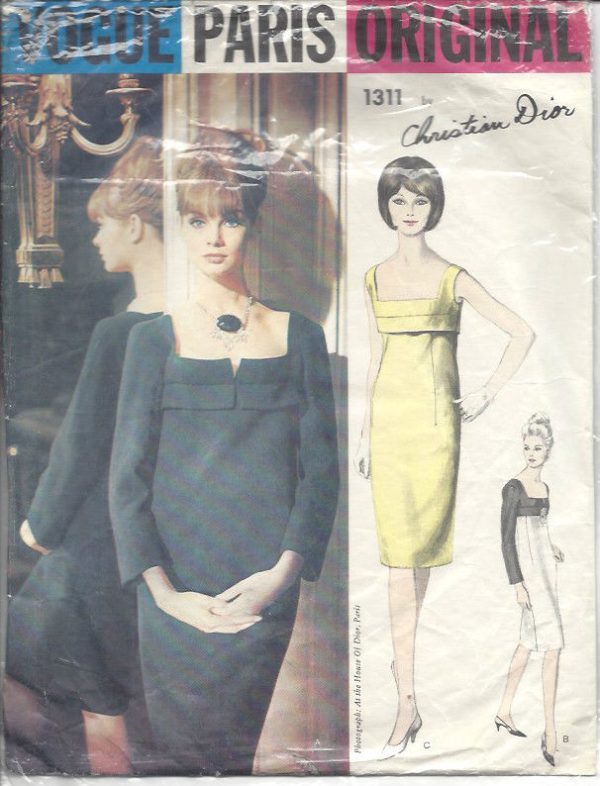 1964-Vintage-VOGUE-Sewing-Pattern-B36-DRESS-1511-BY-CHRISTIAN-DIOR-252104510650