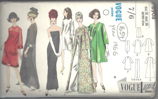 1966-Vintage-VOGUE-Sewing-Pattern-B38-EVENING-DRESS-COAT-1659-262448110600