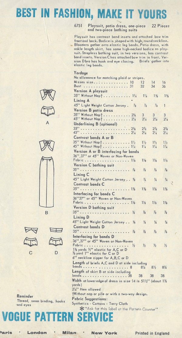 1967-Vintage-VOGUE-Sewing-Pattern-B32-DRESS-PLAYSUIT-BATHING-SUITS-1462RR-261968476450-2