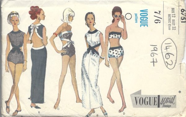 1967-Vintage-VOGUE-Sewing-Pattern-B32-DRESS-PLAYSUIT-BATHING-SUITS-1462RR-261968476450