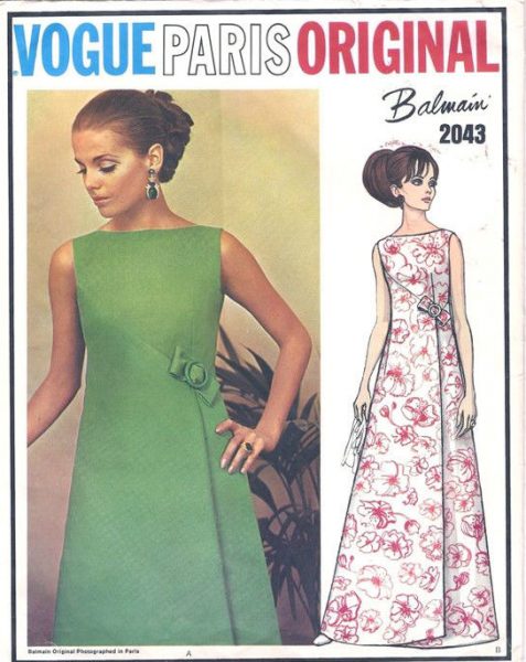 1968-Vintage-VOGUE-Sewing-Pattern-B34-EVENING-DRESS-1634-By-PIERRE-BALMAIN-262605836720