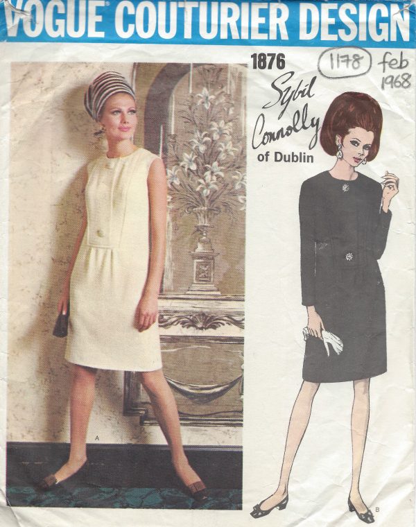 1968-Vintage-VOGUE-Sewing-Pattern-DRESS-B36-1178-By-Sybil-Connolly-261421784960