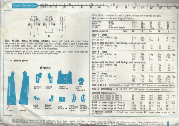 1971 Vintage VOGUE Sewing Pattern B36