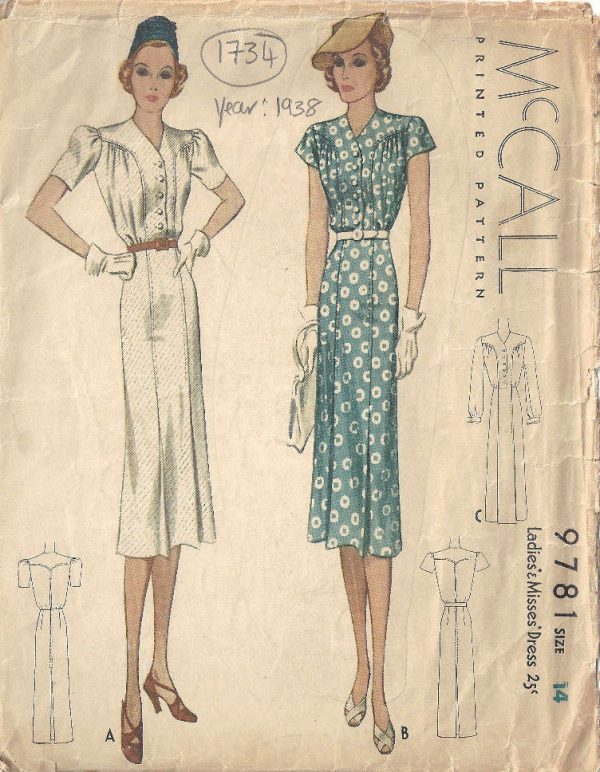 1938-Vintage-Sewing-Pattern-B32-DRESS-1734-252498941851