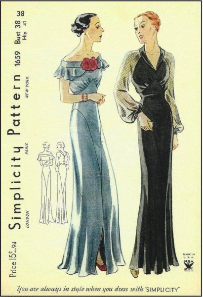 1939-Vintage-Sewing-Pattern-B38-EVENING-DRESS-R959-251264237321