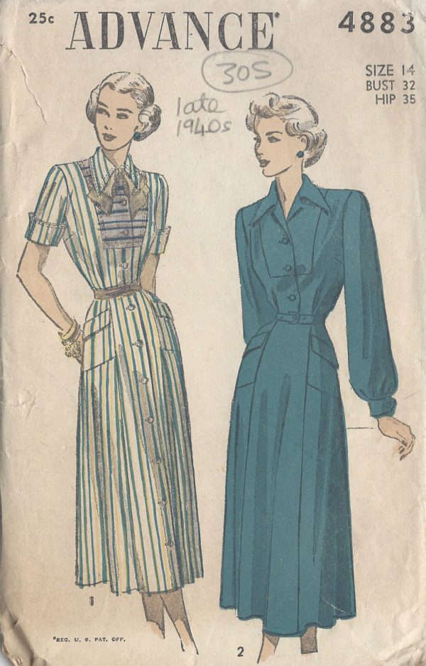 1940s-Vintage-Sewing-Pattern-B32-DRESS-R717-251174329721