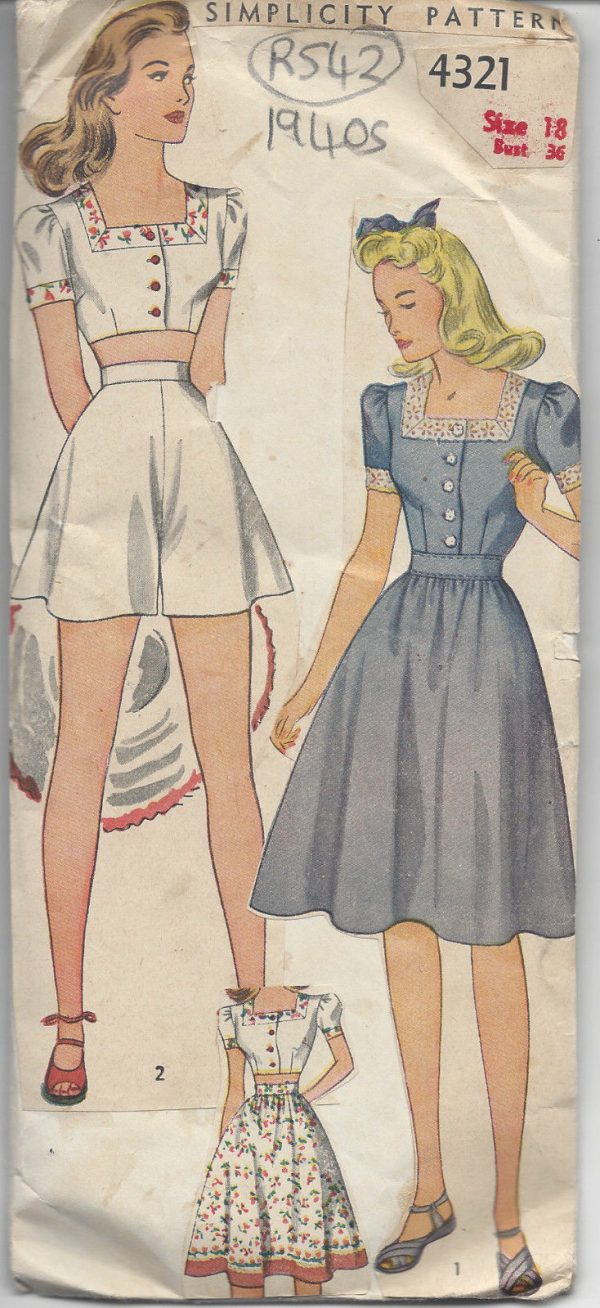 1940s-Vintage-Sewing-Pattern-B36-DRESS-PLAYSUIT-R542-251151005321