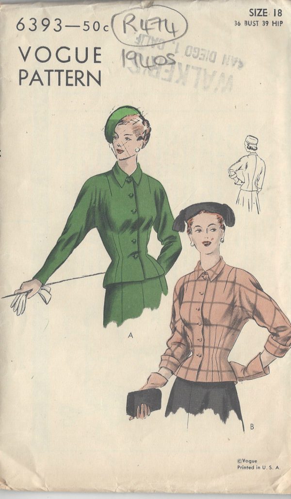 1940s-Vintage-VOGUE-Sewing-Pattern-B36-JACKET-R474-251151579971