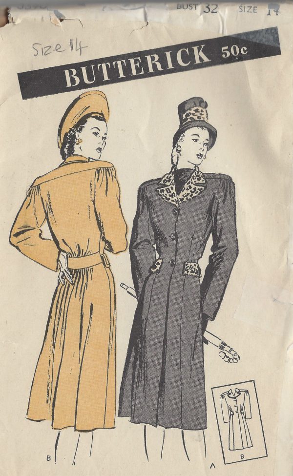 1940s-WW2-Vintage-Sewing-Pattern-B32-COAT-1326-261584131951