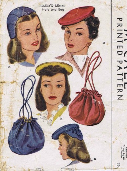 1944-Vintage-Sewing-Pattern-S22-HATS-BAG-R590-261142717621