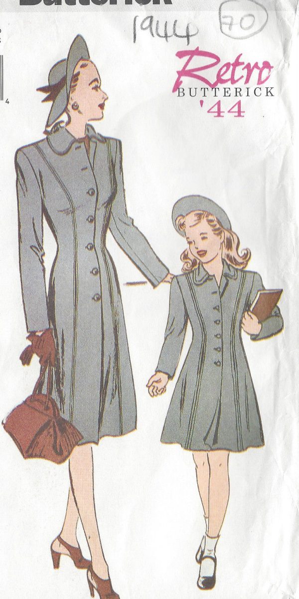 1944-Vintage-Sewing-Pattern-SIZE6-8-10-12-14-16-COAT-Misses-Child-70-251149279941