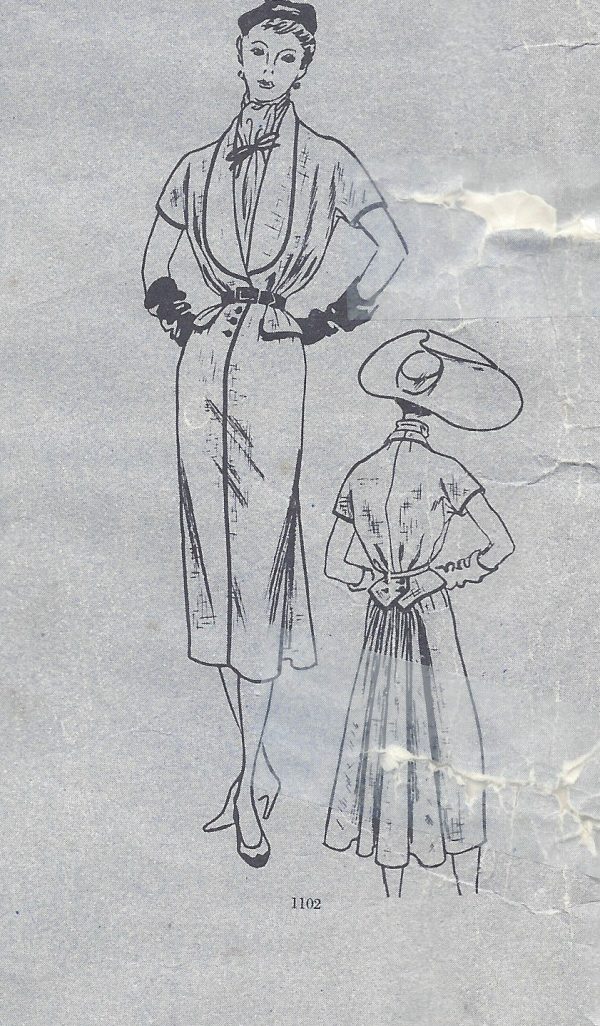 1950-Vintage-VOGUE-Sewing-Pattern-B36-DRESS-SCARF-1489-By-Jacques-Fath-262031443951-5