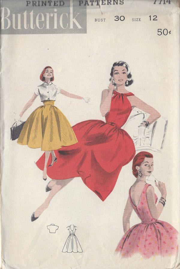 1950s-Vintage-Sewing-Pattern-B30-DRESS-BOLERO-R844-251221771261