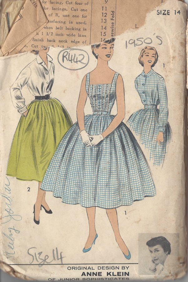 1950s-Vintage-Sewing-Pattern-B34-BLOUSE-CAMISOLE-SKIRT-R442-By-Anne-Klein-251153615041