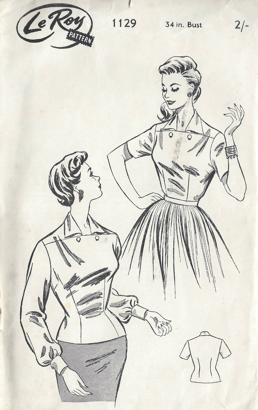 1950s Blouse Pattern available from The Vintage Pattern Shop