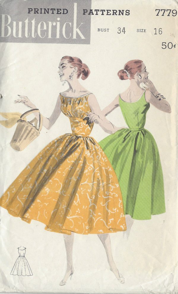 1950s-Vintage-Sewing-Pattern-B34-DRESS-1004-261221499101