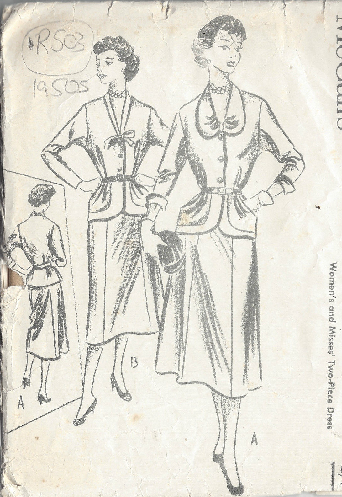 1950s Vintage Sewing Pattern B40