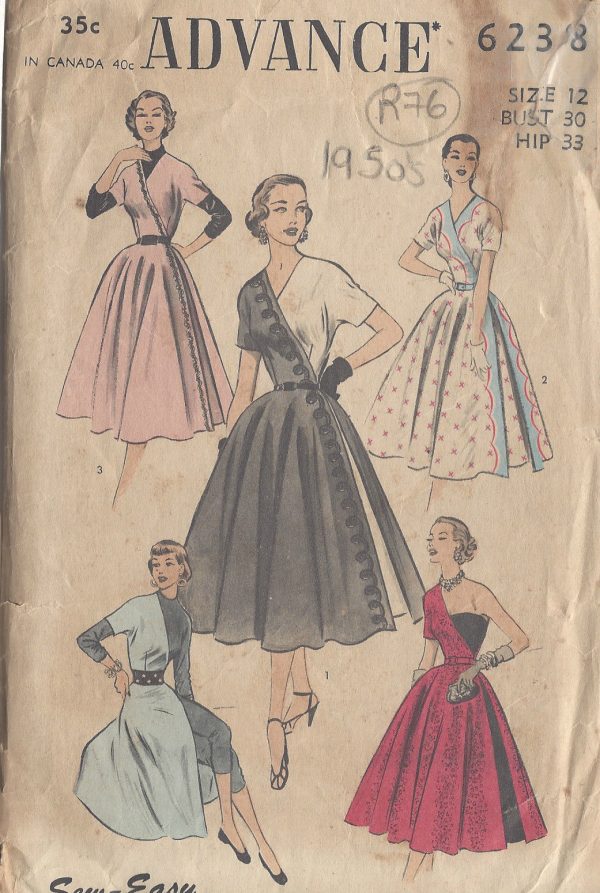 1950s-Vintage-Sewing-Pattern-DRESS-B30-R76-261862306981-2