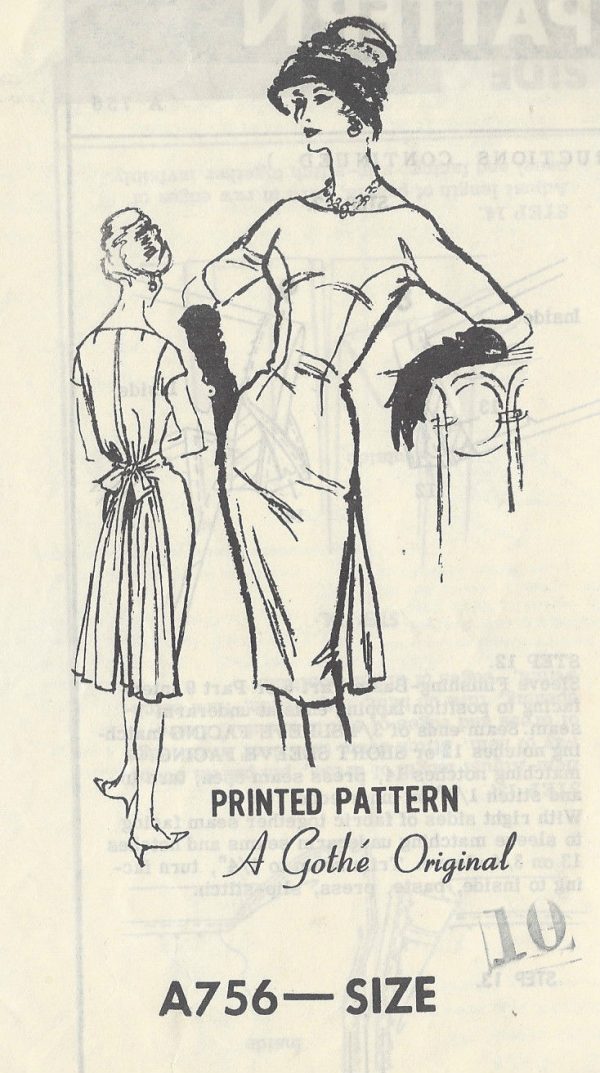 1950s-Vintage-Sewing-Pattern-DRESS-B31-R578-A-Gothe-Original-251150205601