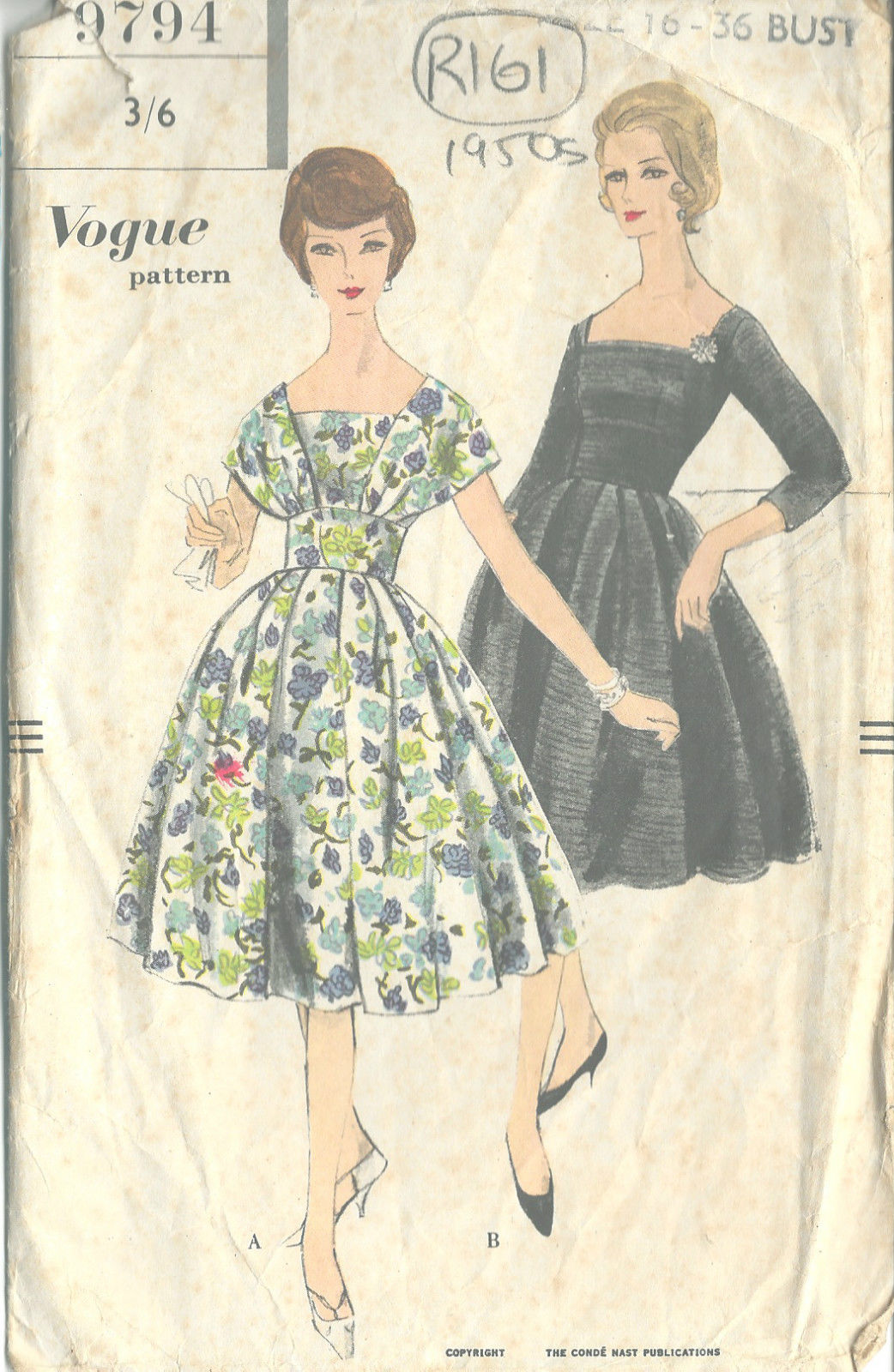 1950s Vintage VOGUE Sewing Pattern B36