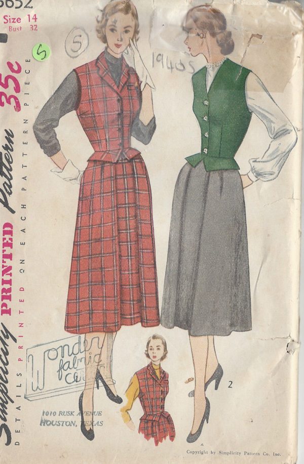 1951-Vintage-Sewing-Pattern-B32-WESKIT-SKIRT-5-251174185521