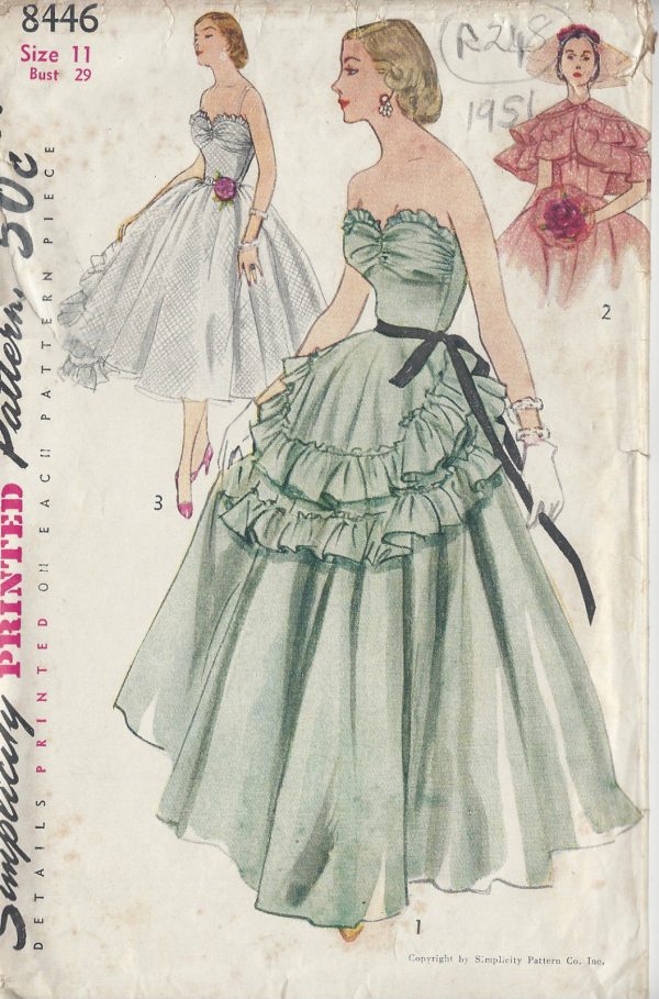 1951-Vintage-VOGUE-Sewing-Pattern-B29-DRESS-CAPE-APRON-R248-251161535491