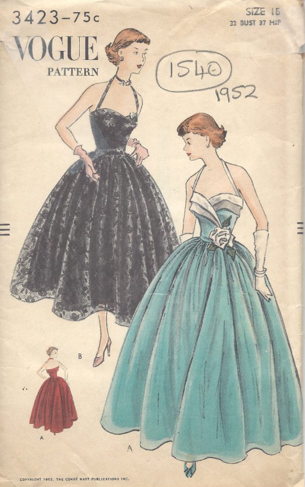 1952-Vintage-VOGUE-Sewing-Pattern-B33-DRESS-1540-252145591791