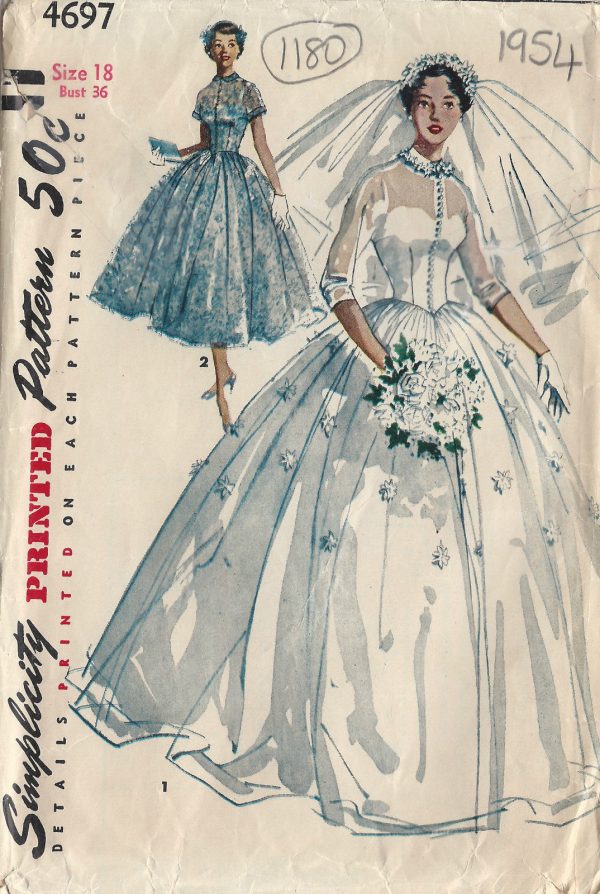 1954-Vintage-Sewing-Pattern-B36-BRIDAL-GOWN-BRIDESMAID-DRESS-1180-251499971331
