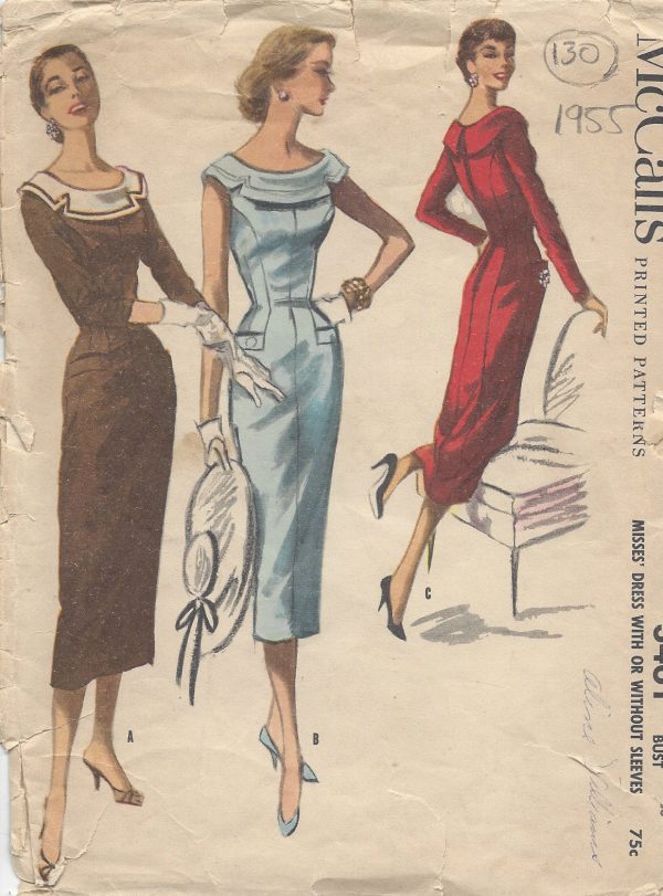 1955-Vintage-Sewing-Pattern-B30-DRESS-130-251144376021