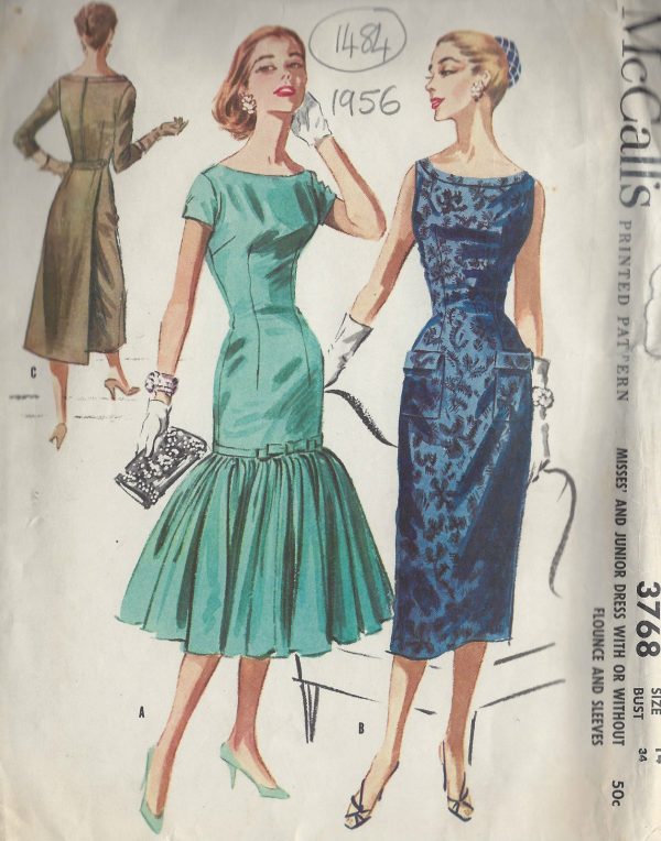 1956-Vintage-Sewing-Pattern-B34-DRESS-1484-252075227421