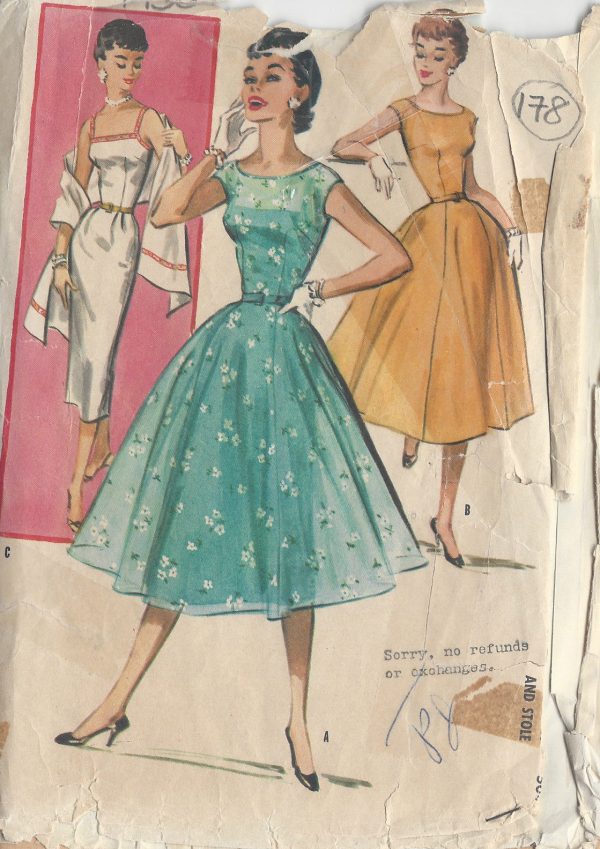 1956-Vintage-Sewing-Pattern-DRESS-STOLE-B34-178-251146742251