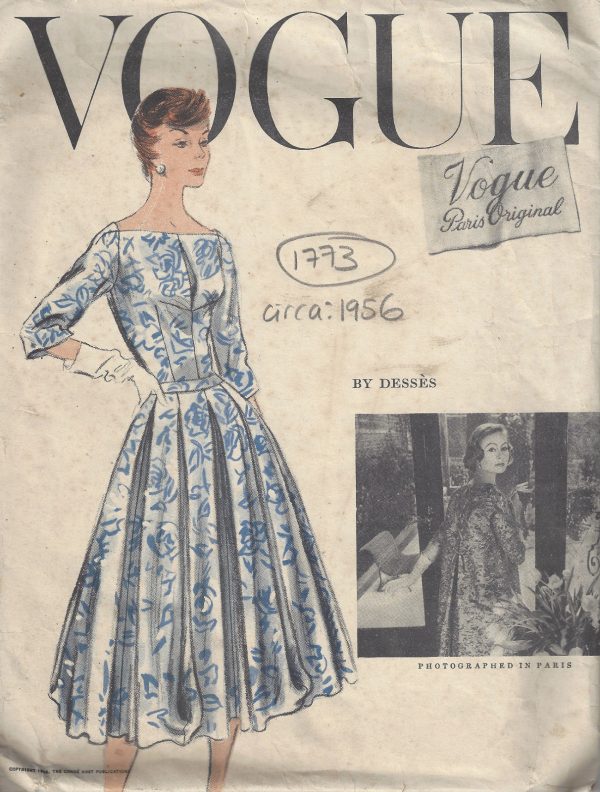 1956-Vintage-VOGUE-Sewing-Pattern-B34-DRESS-COAT-SLIP-1773-By-Desses-252704320151