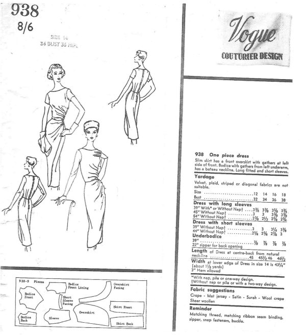 1956-Vintage-VOGUE-Sewing-Pattern-DRESS-B34-R370R-251995173731-2