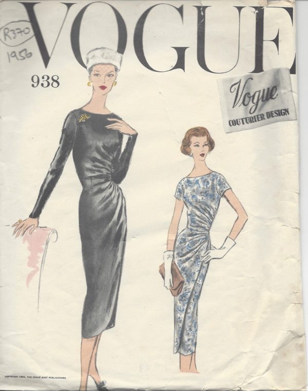 1956-Vintage-VOGUE-Sewing-Pattern-DRESS-B34-R370R-251995173731