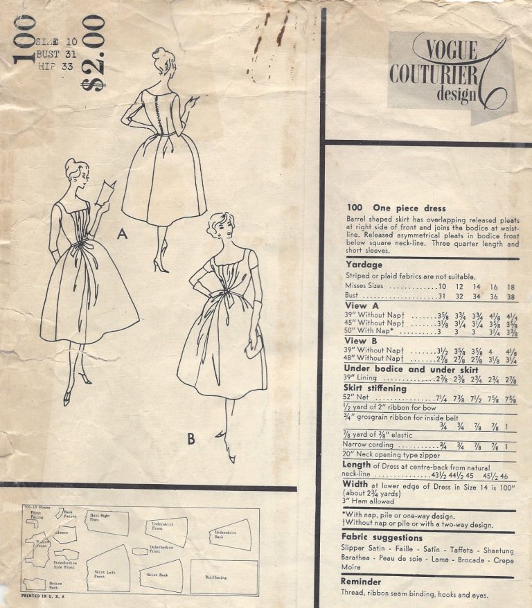 Robe Vintage Vogue Des Années 1950, Modèle B31, Neuve Et Collection