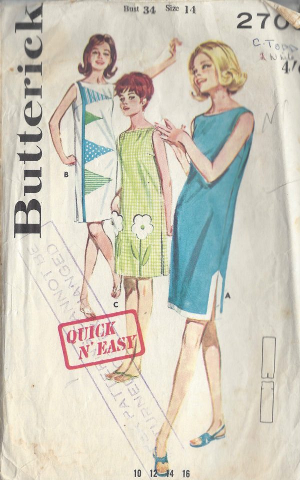 1960s-Vintage-Sewing-Pattern-B34-DRESS-R981-251275889461
