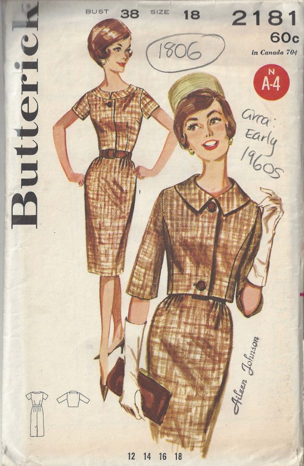 1960s-Vintage-Sewing-Pattern-B38-JACKET-DRESS-1806R-As-seen-on-TV-SEWING-BEE-262925956991