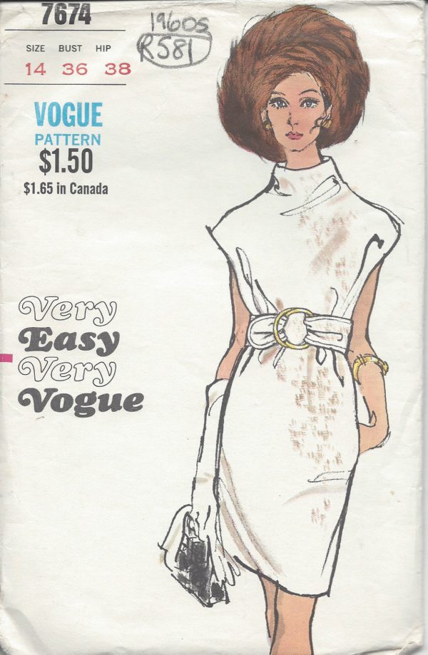 1960s-Vintage-VOGUE-Sewing-Pattern-DRESS-B36-R581-261303490361