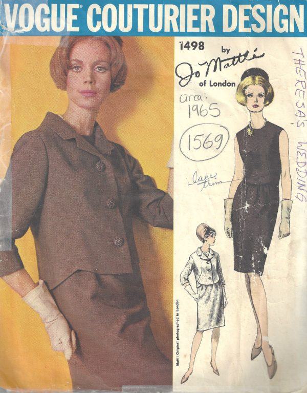 1965-Vintage-VOGUE-Sewing-Pattern-B34-JACKET-DRESS-1569R-Jo-Mattli-of-London-252264618511